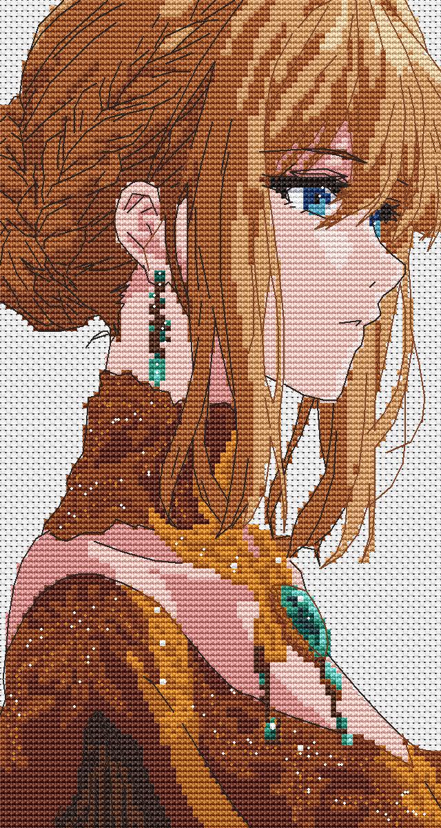 Anime Cross Stitch Pattern Vayolet E Digital PDF Chart Fan Art Design