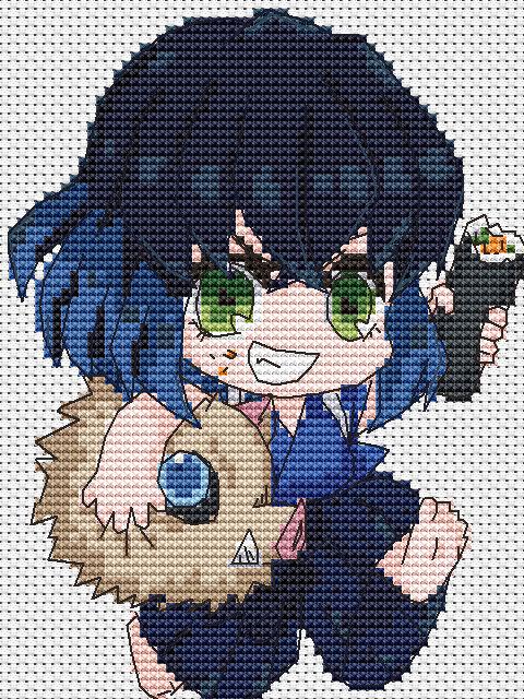 Anime Cross Stitch Pattern Inoske Digital PDF Chart Fan Art Design