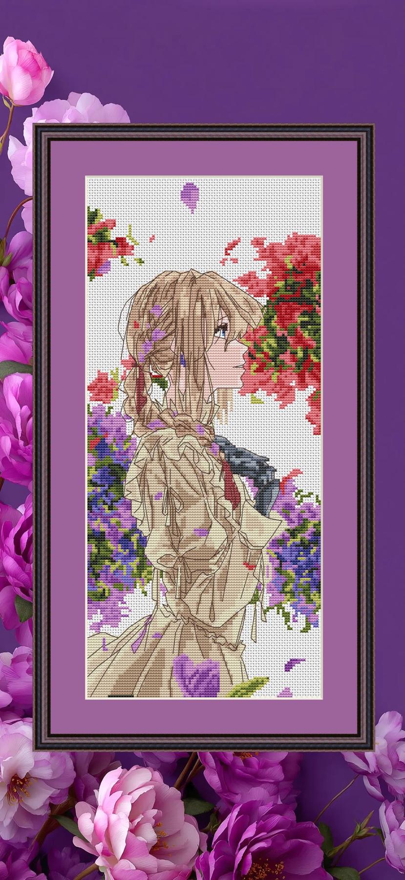 Anime Cross Stitch Pattern Vayolet E Digital PDF,XSD Chart Fan Art Design