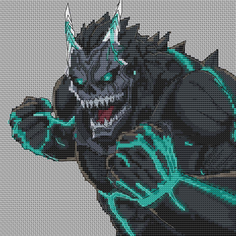 Anime Cross Stitch Pattern Kaiju Digital PDF Chart Fan Art Design
