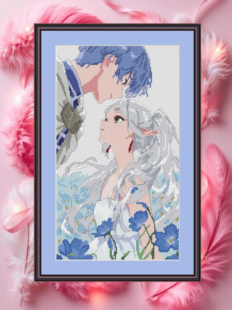 Anime Couple Cross Stitch Pattern  Digital PDF, XSD Chart  Manga Fan Art Design