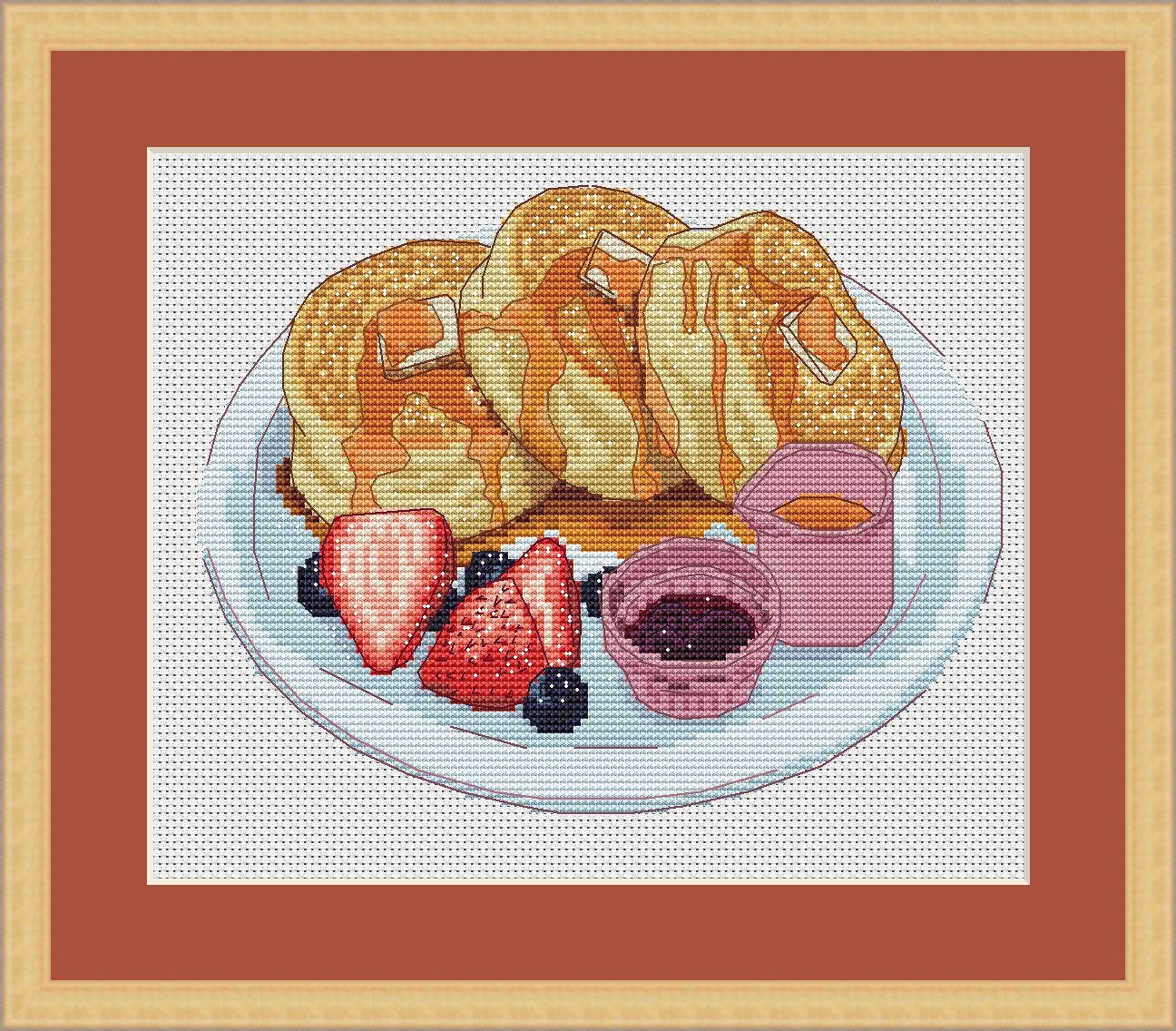 Cross Stitch Pattern Pancakes Digital PDF Chart Art Design