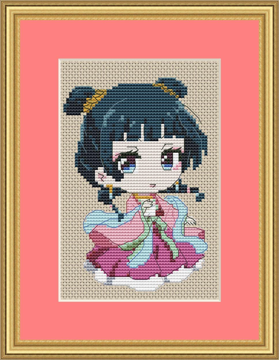 Anime Girl Cross Stitch Pattern Maomao Digital PDF, XSD Chart  Manga Fan Art Design