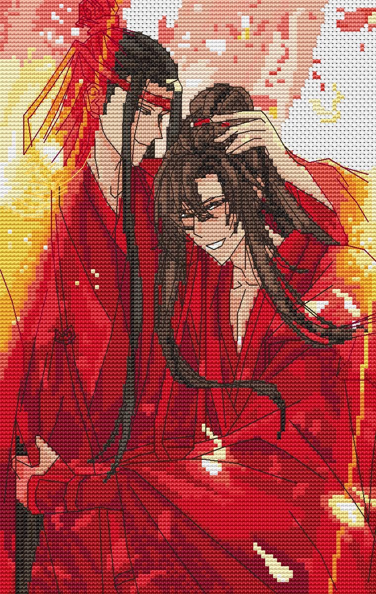 Anime Cross Stitch Pattern Wei Wuxian/Lan G Digital PDF,XSD Chart Fan Art