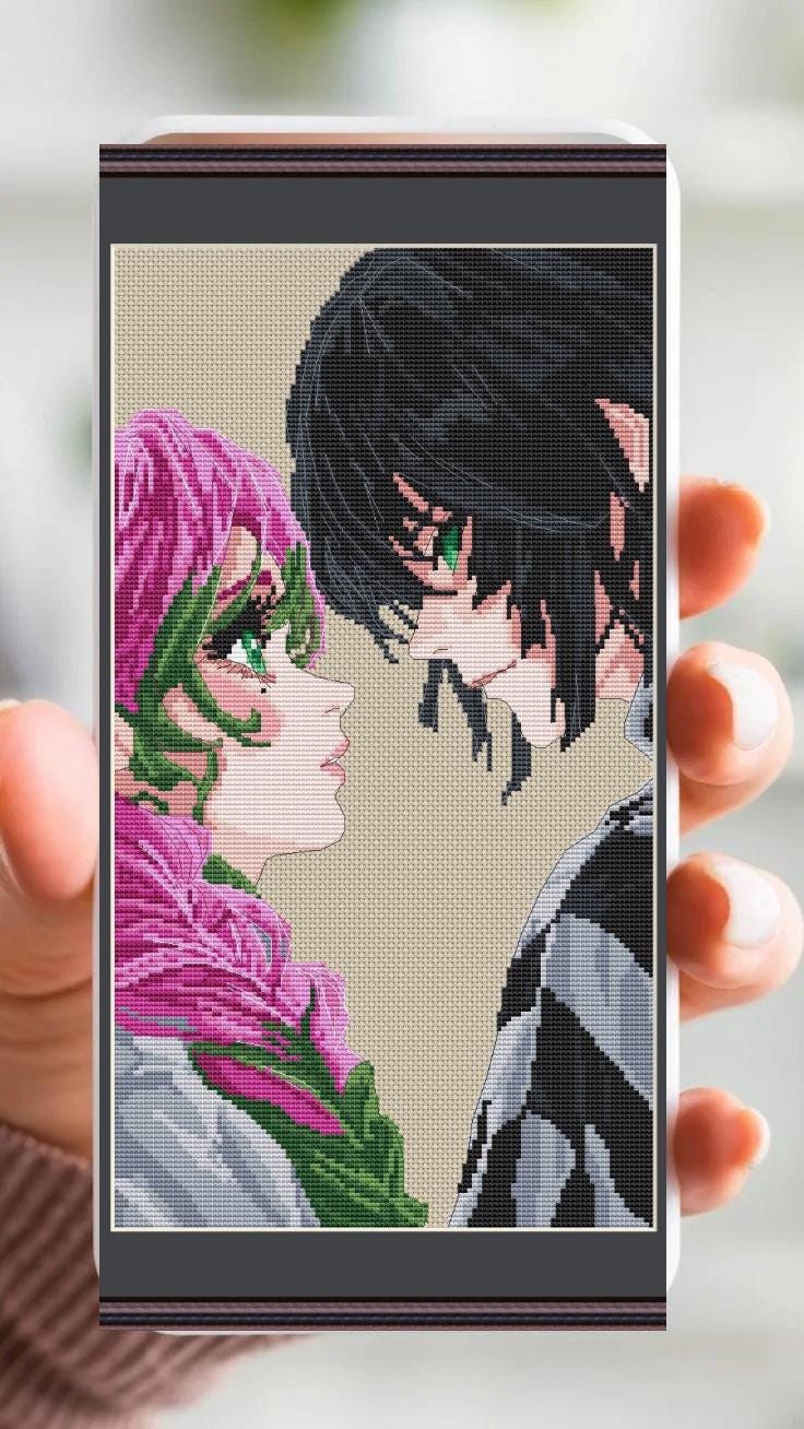 Anime Cross Stitch Pattern Iguro/Mitsuri Digital PDF,XSD Chart Fan Art Design