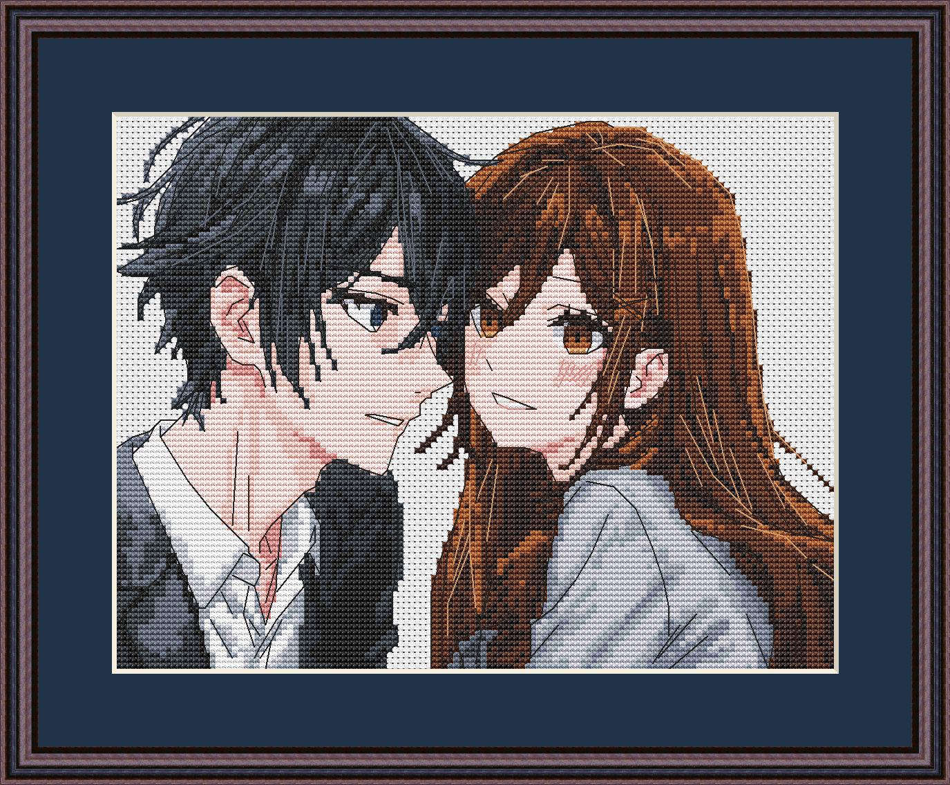 Anime Couple Cross Stitch Pattern Digital PDF,XSD Chart Fan Art Design