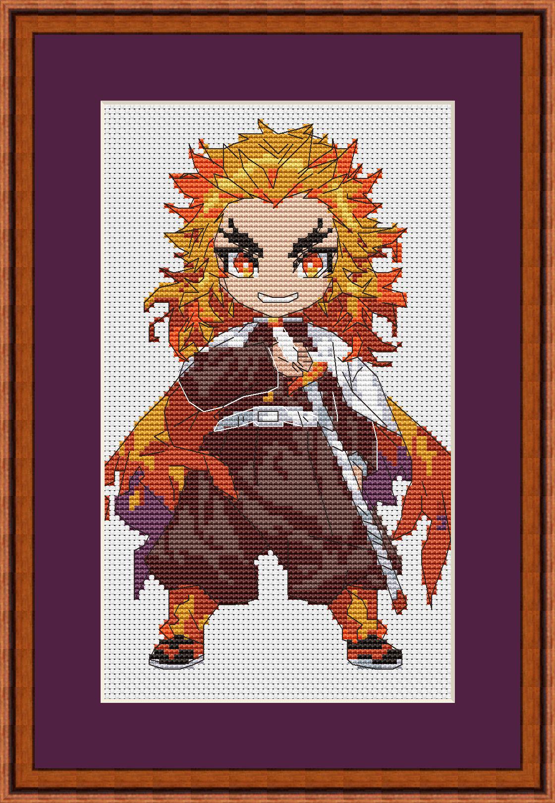 Anime Cross Stitch Pattern Rengoku Digital PDF,XSD Chart Fan Art Design