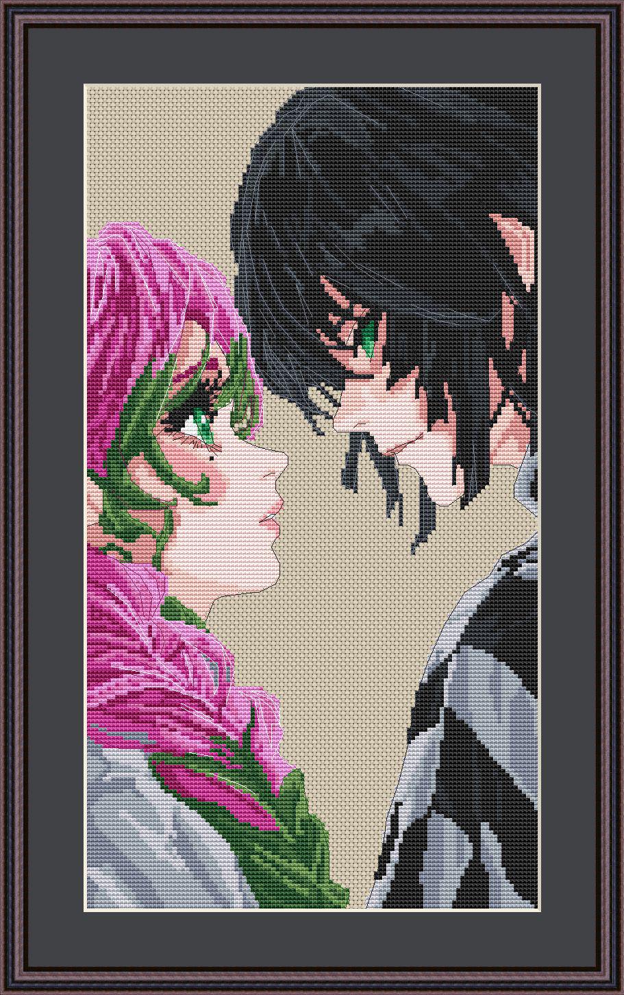 Anime Cross Stitch Pattern Iguro/Mitsuri Digital PDF,XSD Chart Fan Art Design