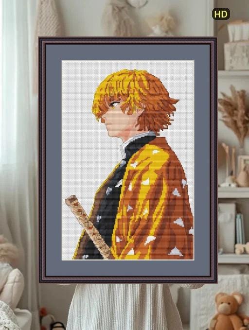 Anime Cross Stitch Pattern Zenitsu Digital PDF,XSD Chart Fan Art Design