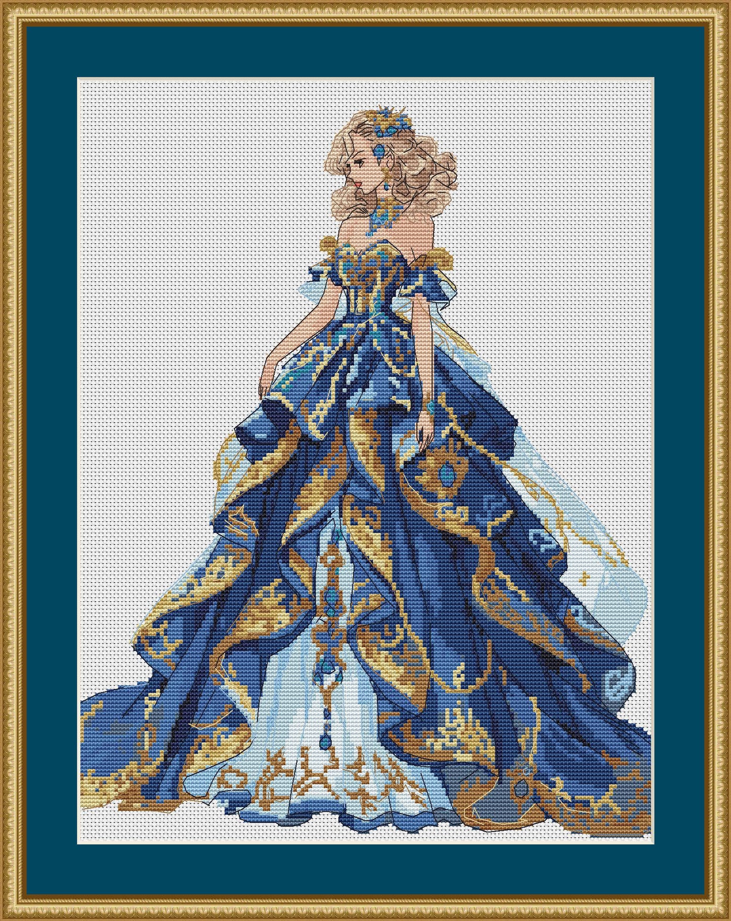 Ballroom Dress Cross Stitch Pattern Digital PDF Chart Art Design