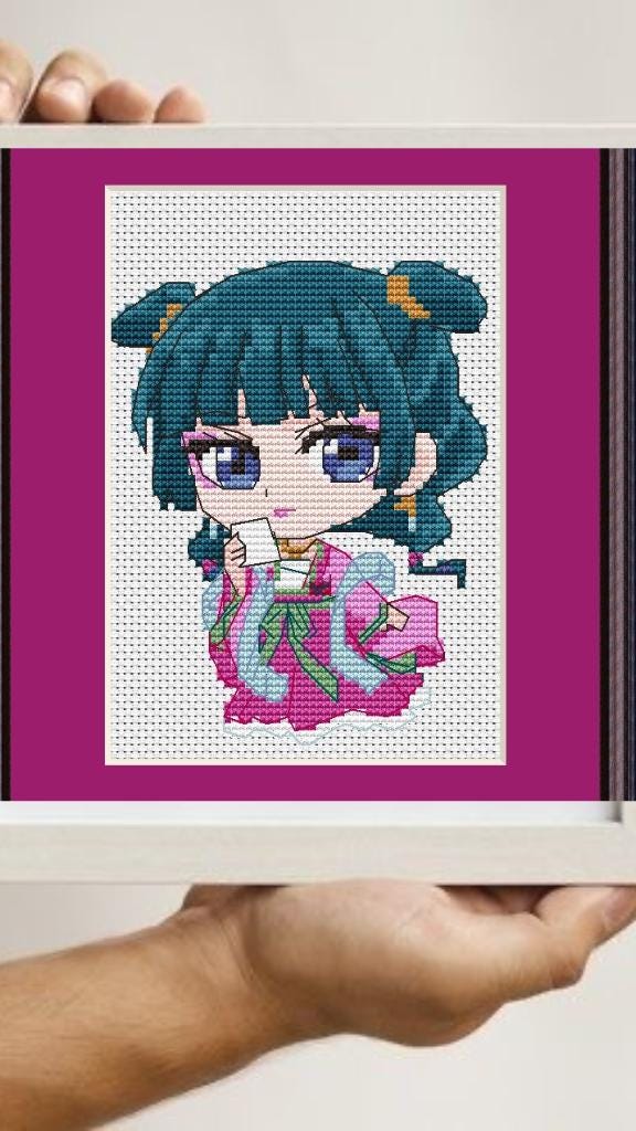 Anime Girl Cross Stitch Pattern  Digital PDF, XSD Chart  Manga Fan Art Design