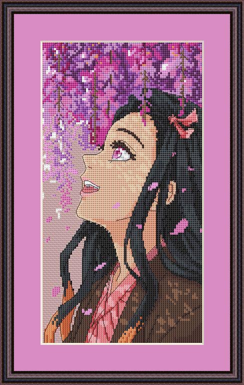 Anime Cross Stitch Pattern Nezuko Digital PDF,XSD Chart Fan Art Design