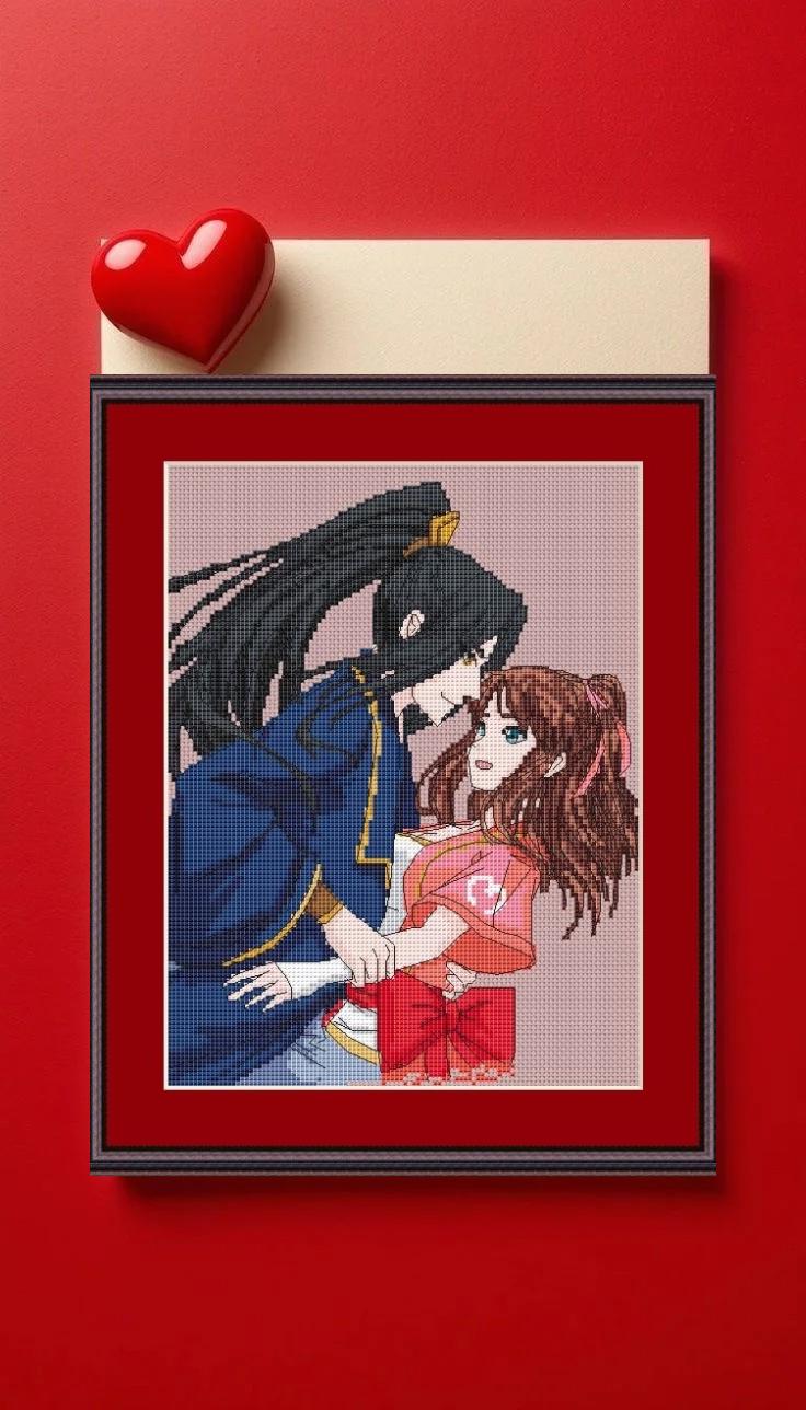 Anime Dounhua Couple Cross Stitch Pattern  Digital PDF, XSD Chart Fan Art Design