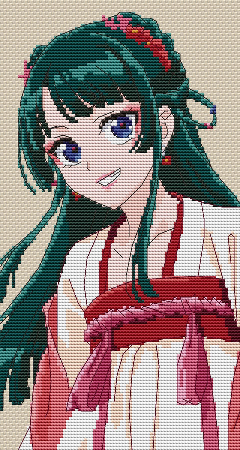 Anime Girl Cross Stitch Pattern Mao Mao Digital PDF Fan Art Design