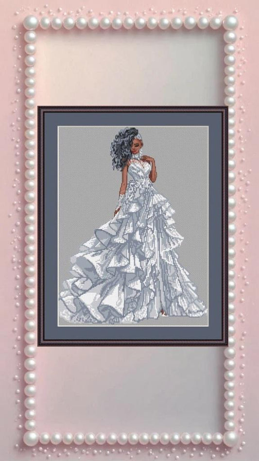 Ballroom Dress Cross Stitch Pattern Digital PDF, XSD Chart Art Design