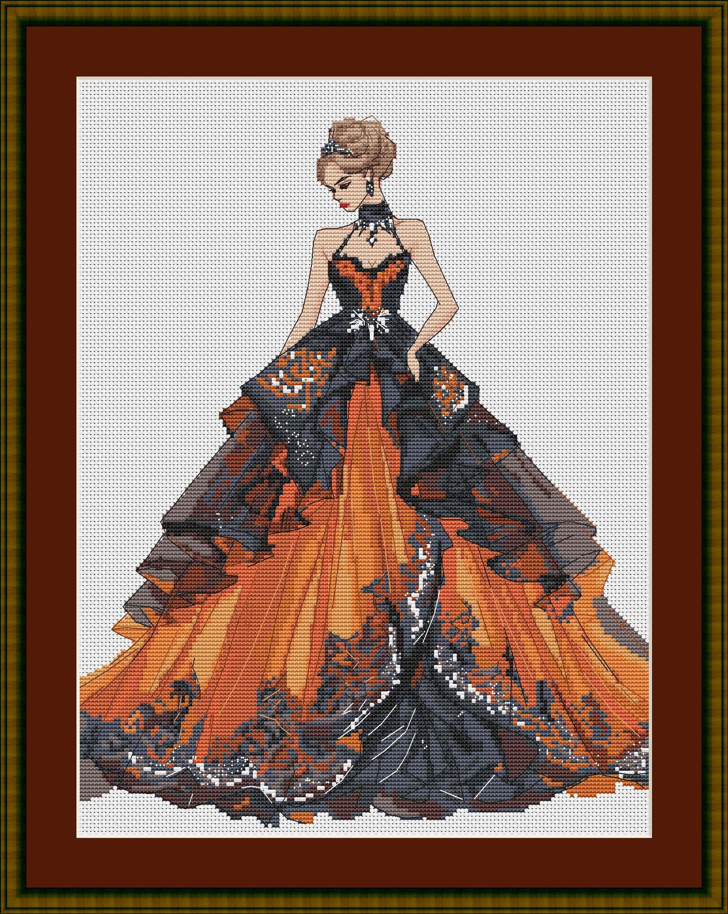 Ballroom Dress Cross Stitch Pattern Digital PDF Chart Art Design