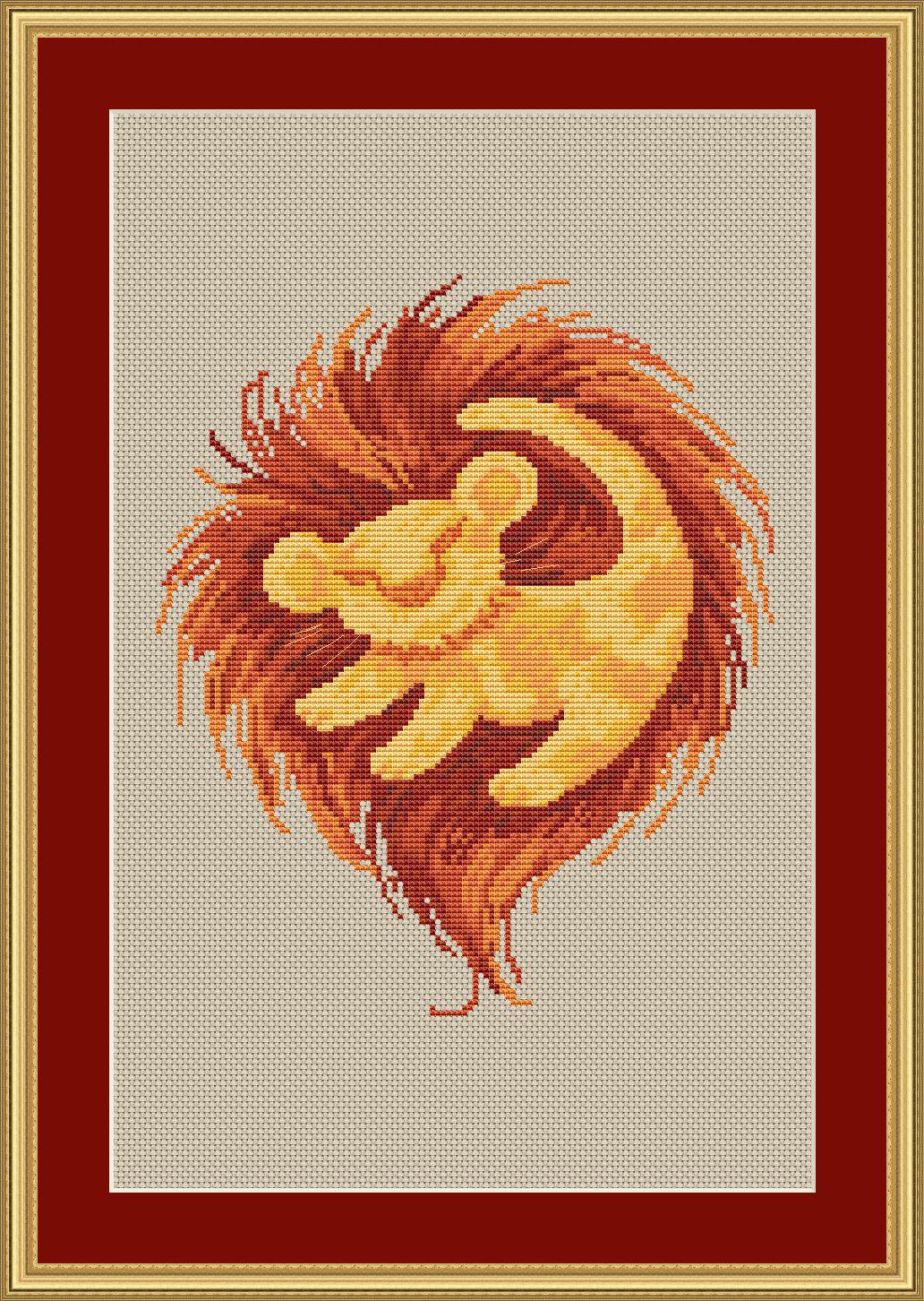 Cross Stitch Pattern Lion K Digital PDF, XSD Chart Art Design