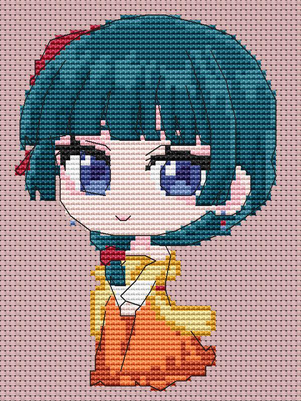 Anime Girl Cross Stitch Pattern  Digital PDF, XSD Chart  Manga Fan Art Design