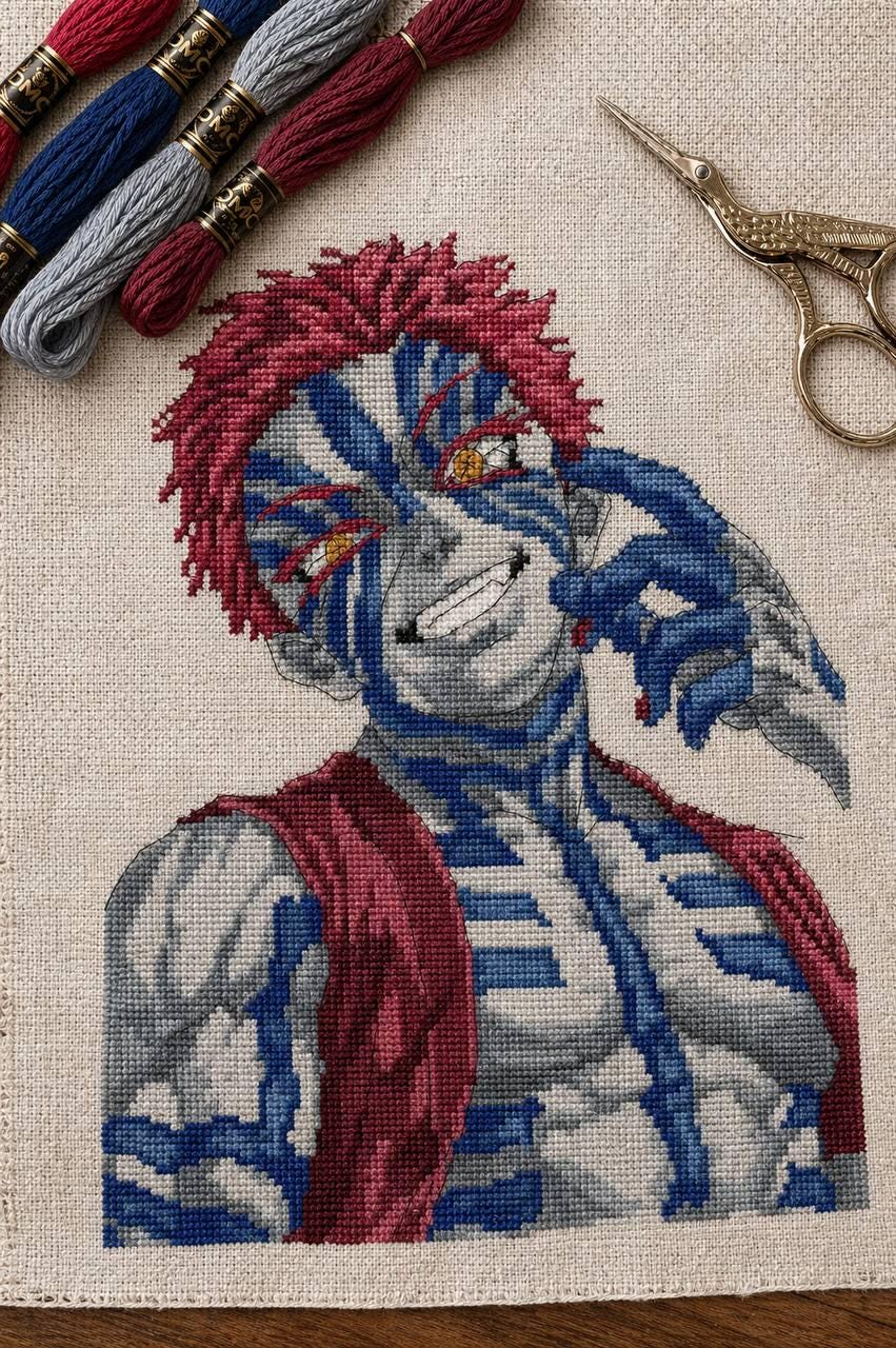 Anime Cross Stitch Pattern Akaza Digital PDF,XSD Chart Fan Art Design
