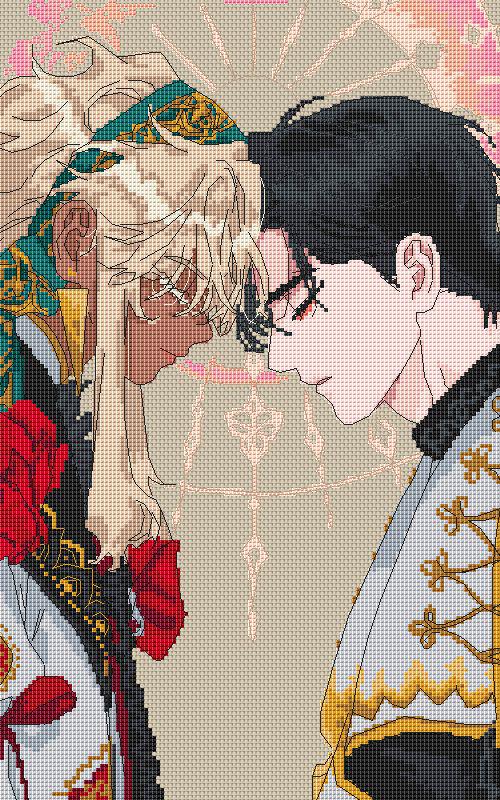 Cross Stitch Pattern Shuraka/Tei Digital PDF, XSD Chart Manhwa Design