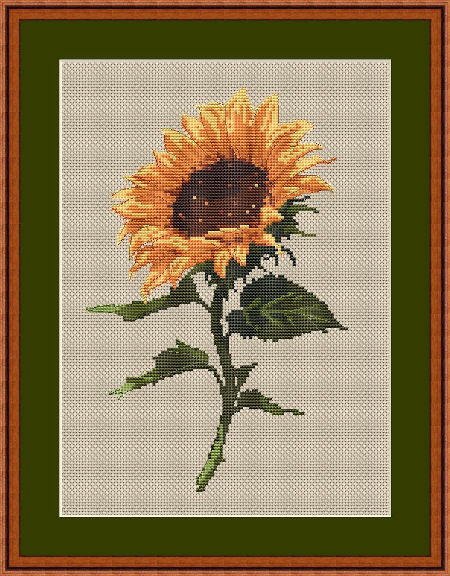 Cross Stitch Pattern Sunflower Digital PDF, XSD Chart Art Design