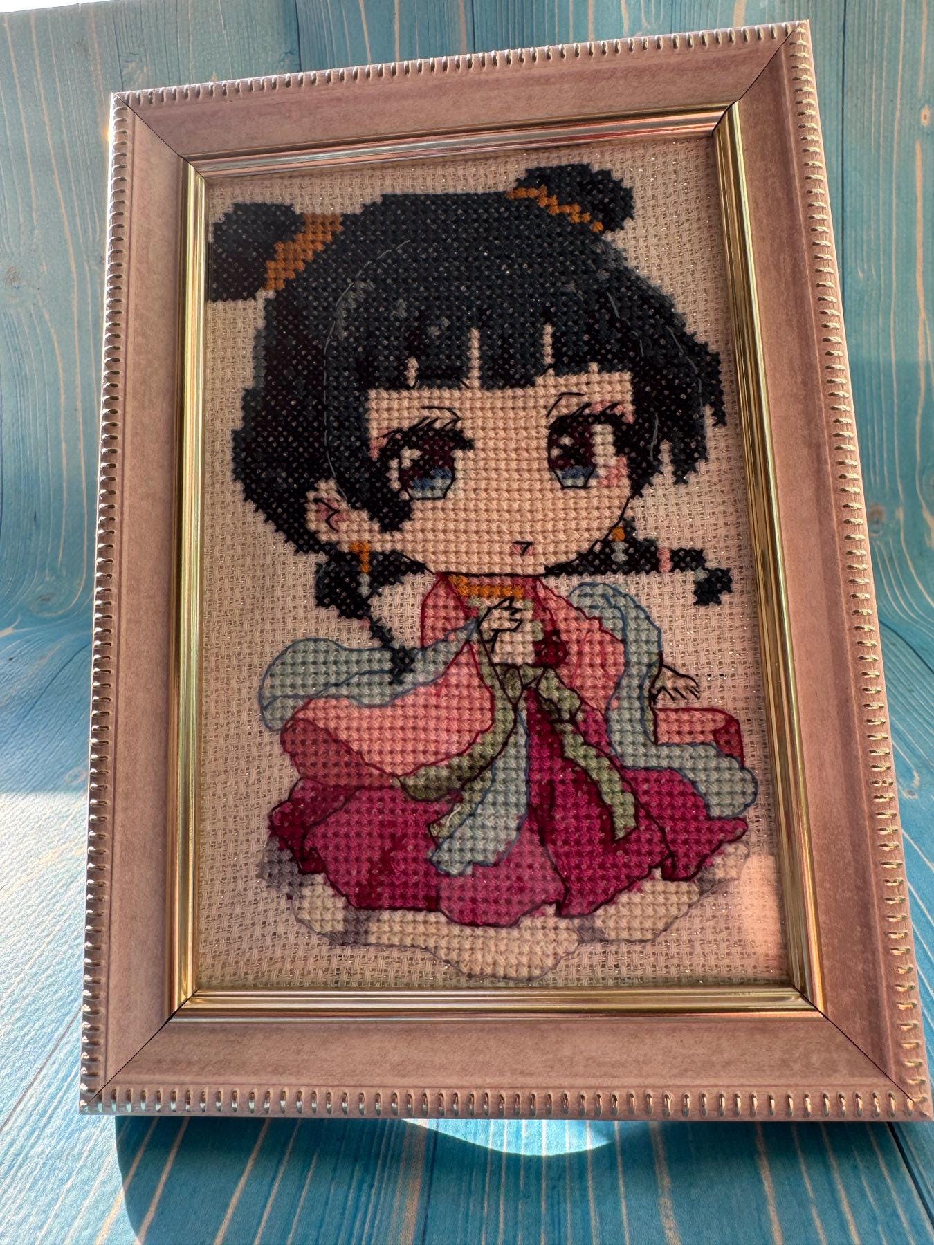 Handmade Anime Wooden Figure with Cross Stitch Apothecary diaries Mao Mao