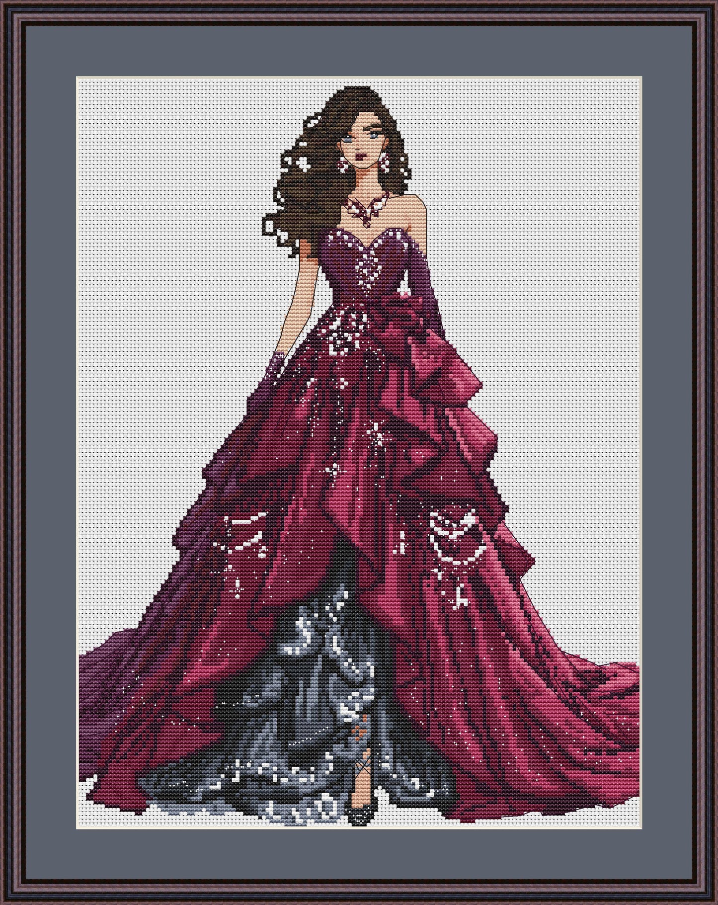 Ballroom Dress Cross Stitch Pattern Digital PDF, XSD Chart Art Design