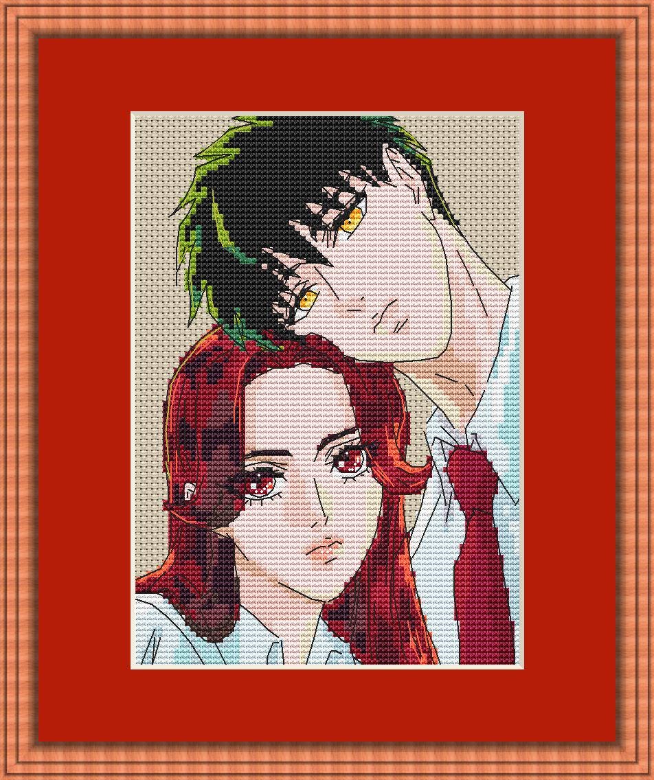 Anime Couple Cross Stitch Pattern  Digital PDF Chart  Manga Fan Art Design