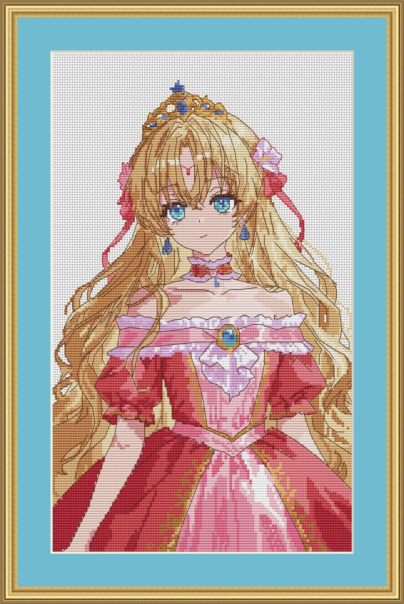 Cross Stitch Pattern princess Athanasia Digital PDF, XSD Chart Art Manhwa Design