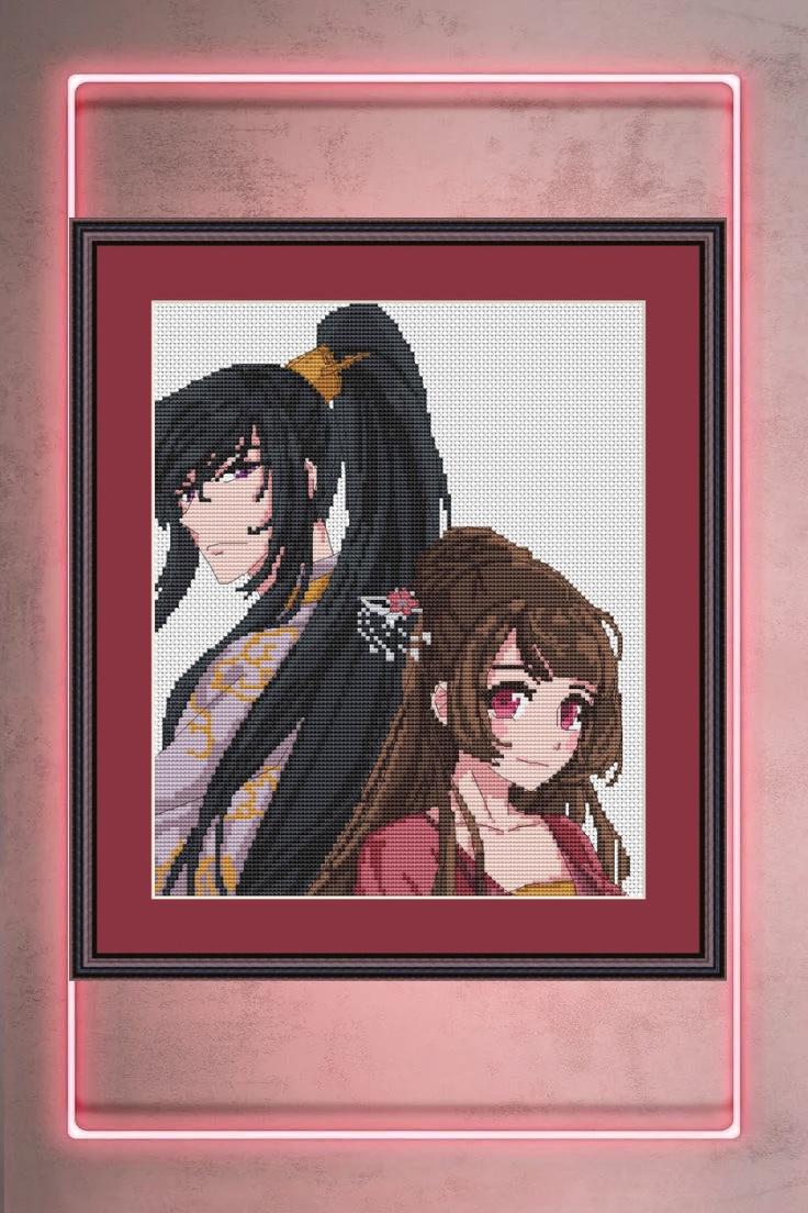 Anime Dounhua Couple Cross Stitch Pattern  Digital PDF, XSD Chart Fan Art Design