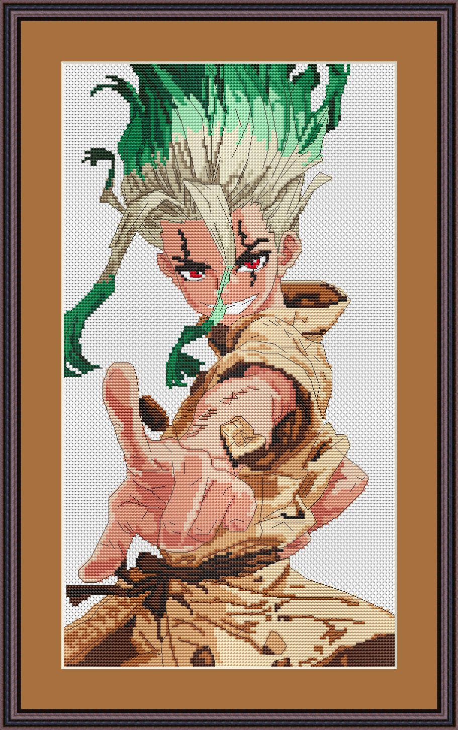 Anime Cross Stitch Pattern Dr Stone Digital PDF,XSD Chart Fan Art Design