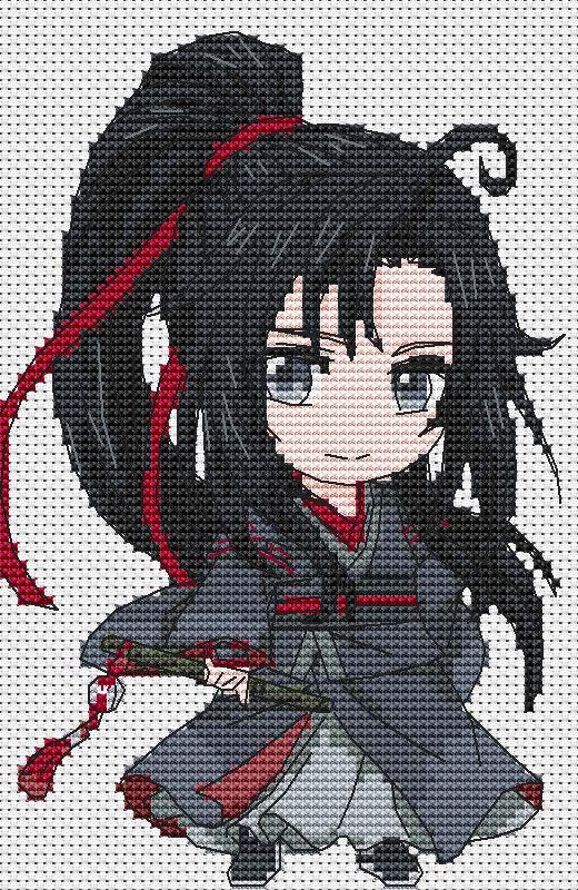 Anime Cross Stitch Pattern Wei Wuxian Digital PDF Chart Fan Art Design