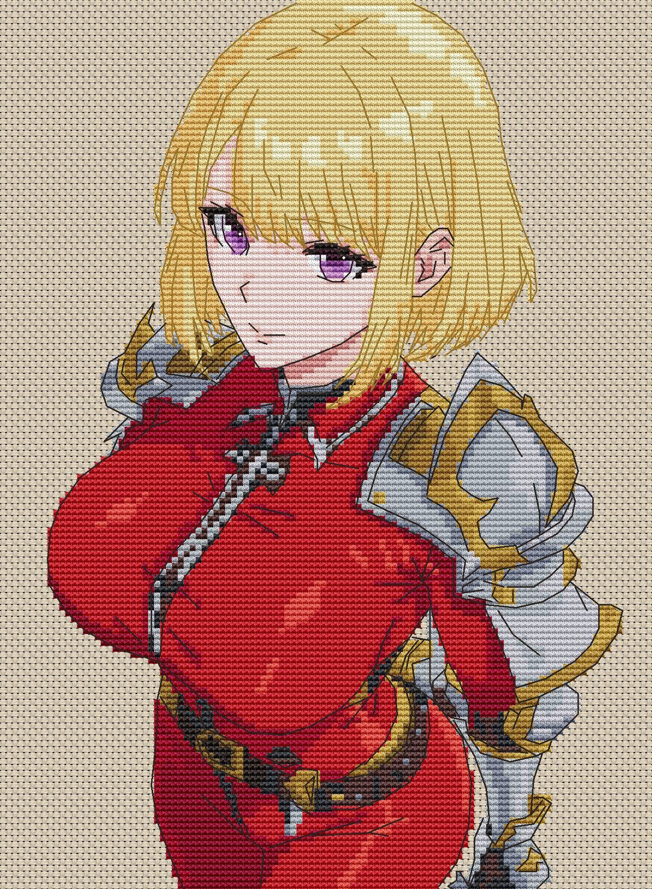 Anime Style Cross Stitch Pattern  Digital PDF Chart  Manga Fan Art Design Instant Download
