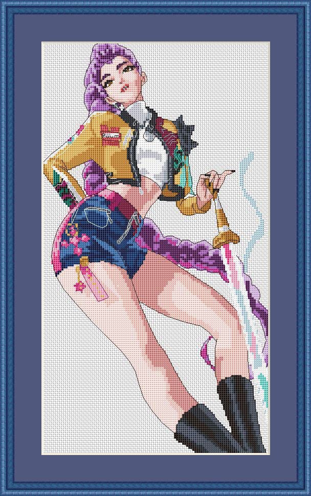 Anime Cross Stitch Pattern  Digital PDF, XSD Chart Rumi Fan Art Design