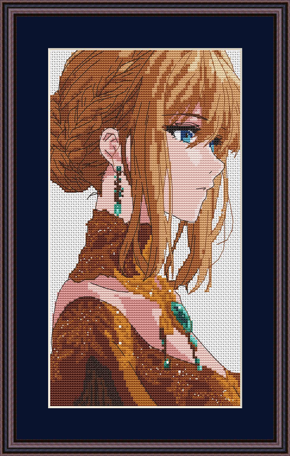 Anime Cross Stitch Pattern Vayolet E Digital PDF Chart Fan Art Design