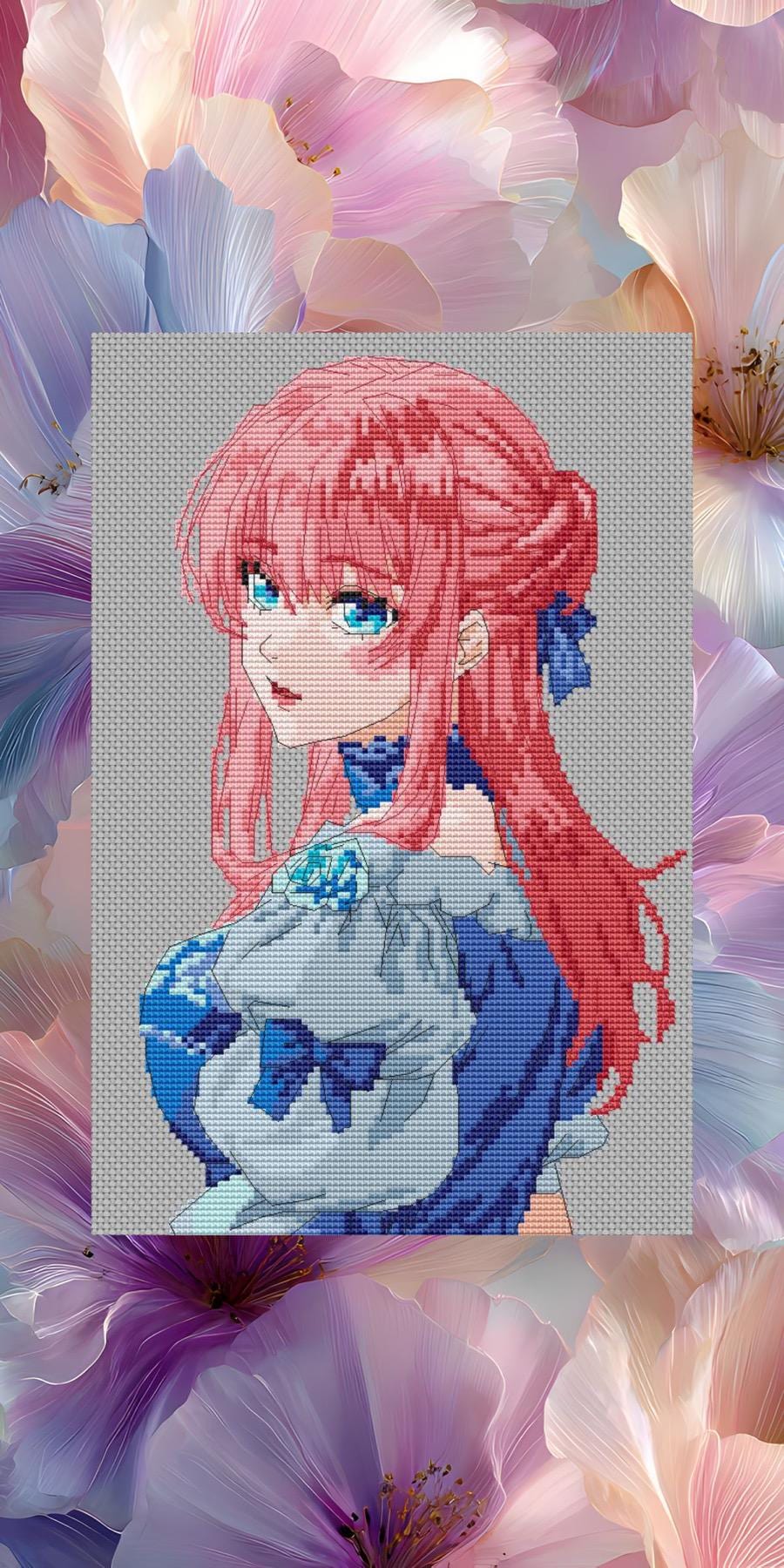 Anime Cross Stitch Pattern Rishe 7 times loop Digital PDF,XSD Fan Art Design
