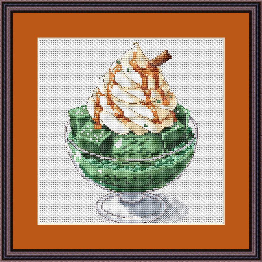 Cross Stitch Pattern Matcha Digital PDF, XSD Chart Art Design