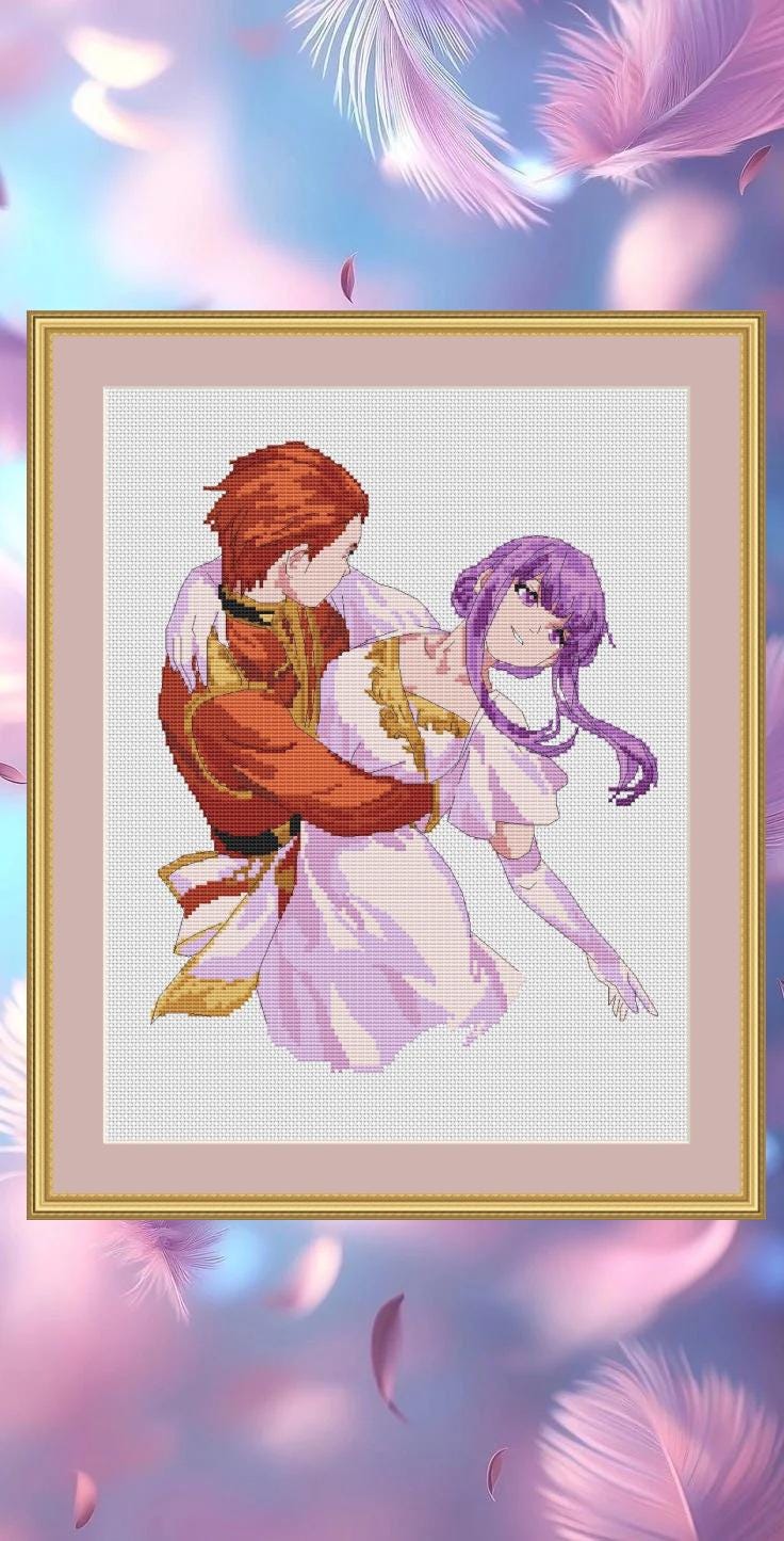 Anime Couple Cross Stitch Pattern  Digital PDF, XSD Chart  Manga Fan Art Design