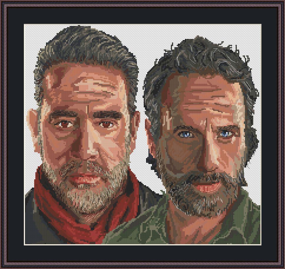 Cross Stitch Pattern Digital PDF Chart Fan Art Rick Grimes & Negan