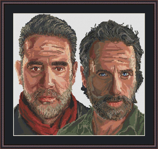 Cross Stitch Pattern Digital PDF Chart Fan Art Rick Grimes & Negan