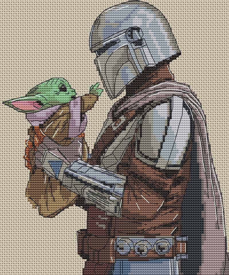 Cross Stitch Pattern Manda, Grogu Digital PDF Chart Fan Art Design
