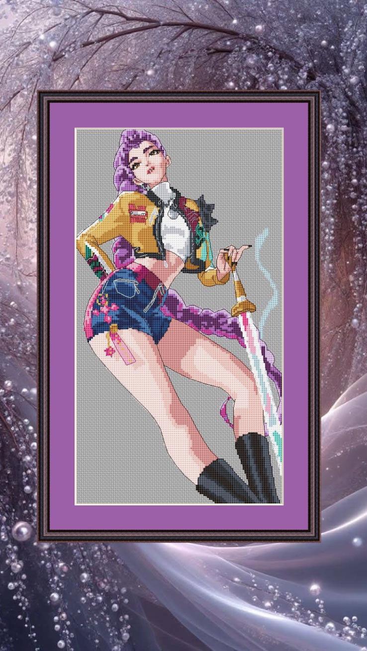 Anime Cross Stitch Pattern  Digital PDF, XSD Chart Rumi Fan Art Design