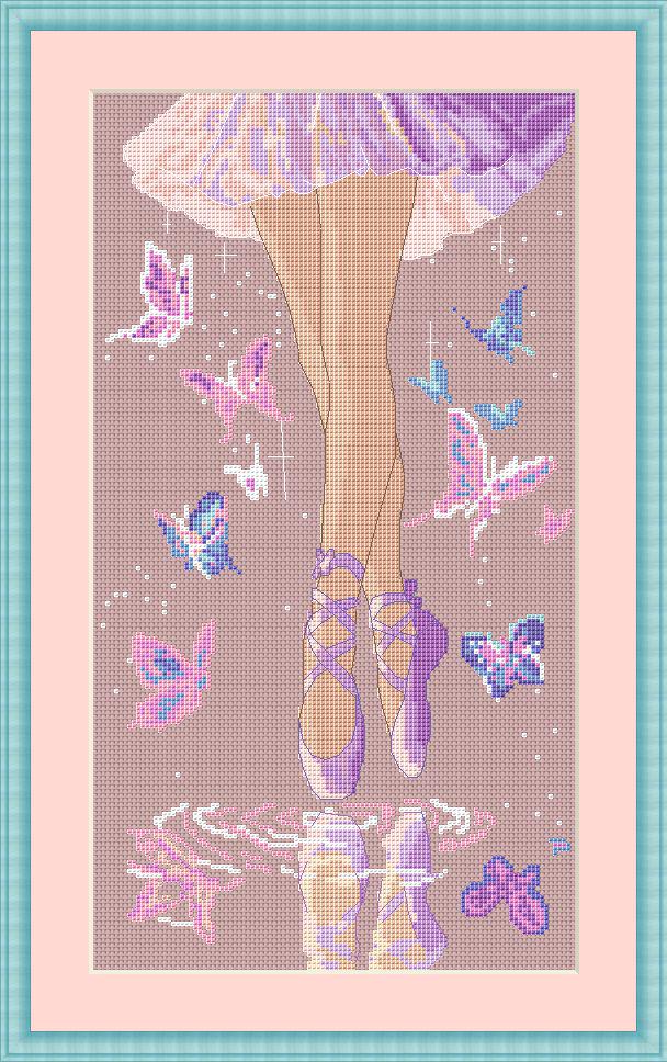 Cross Stitch Pattern Ballet Pointe Shoes Digital PDF, XSD Chart Art Design
