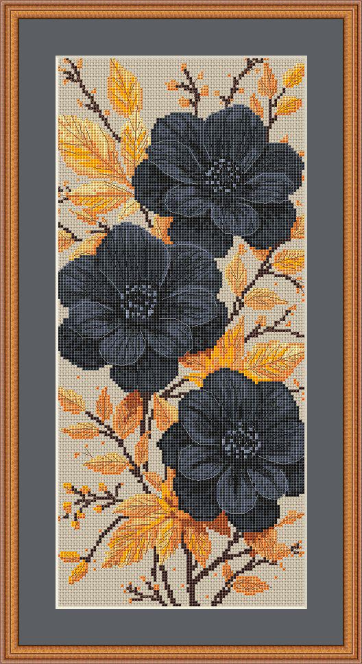 Cross Stitch Pattern Fantasy Flowers Digital PDF, XSD Chart Art Design