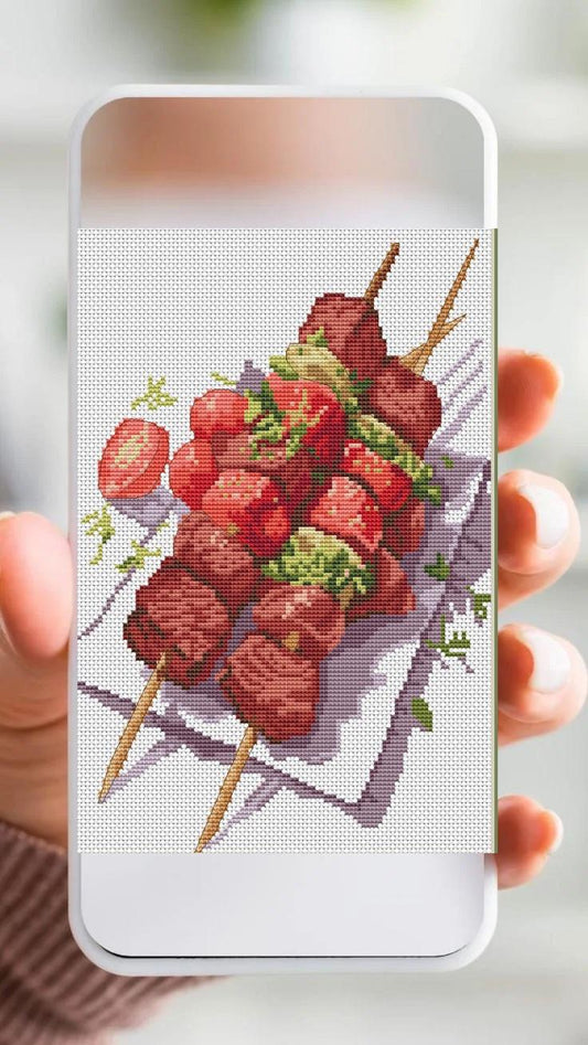 Cross Stitch Pattern Kebab Digital PDF, XSD Chart Art Design