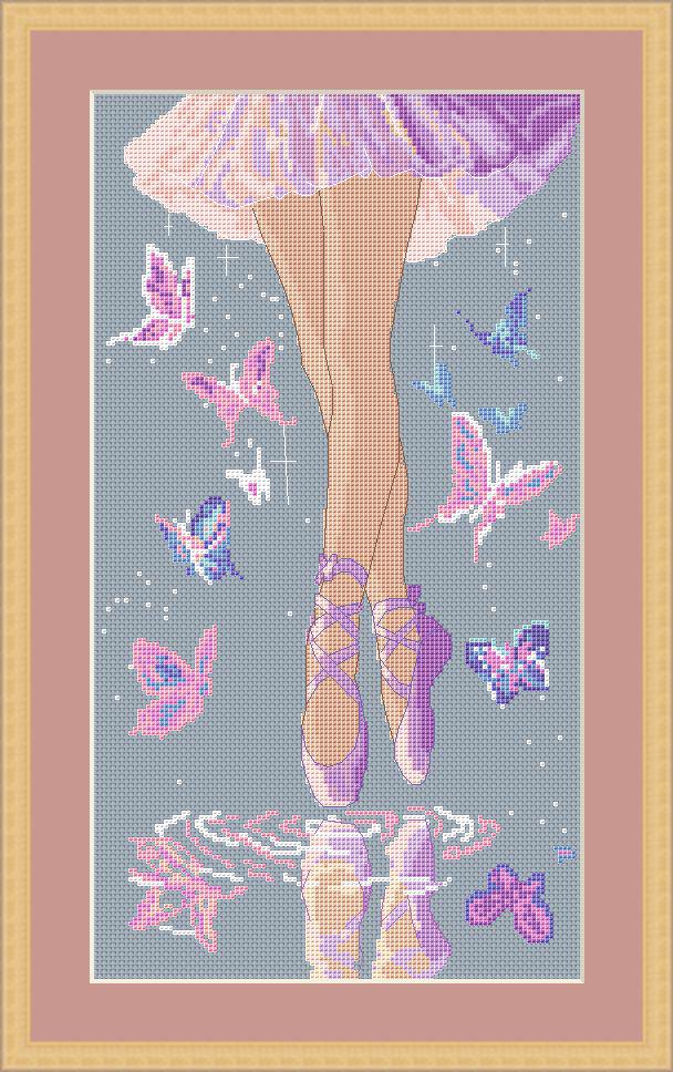 Cross Stitch Pattern Ballet Pointe Shoes Digital PDF, XSD Chart Art Design