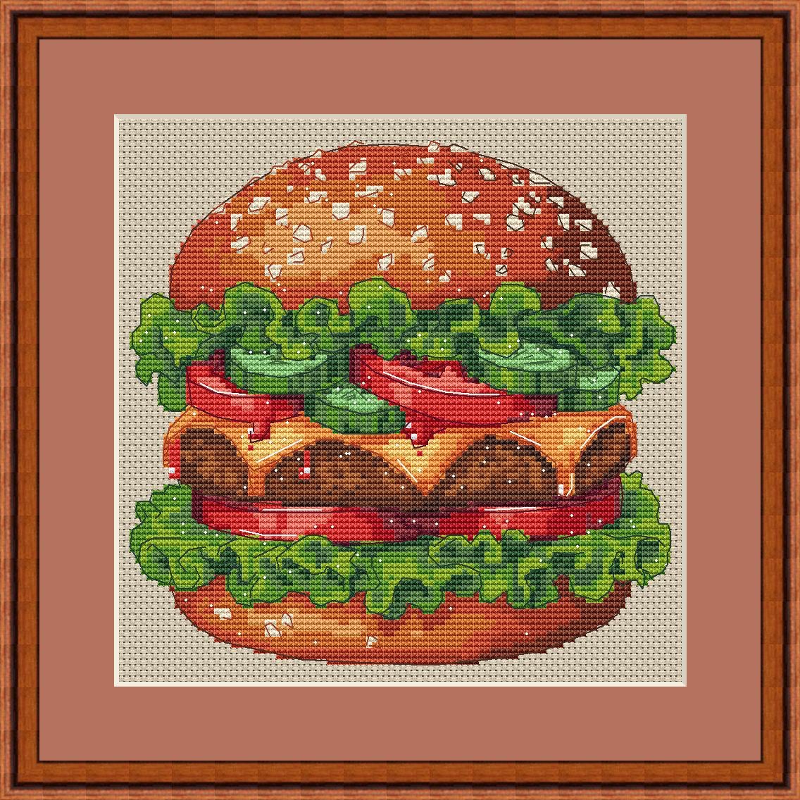 Cross Stitch Pattern Burger Digital PDF Chart Art Design