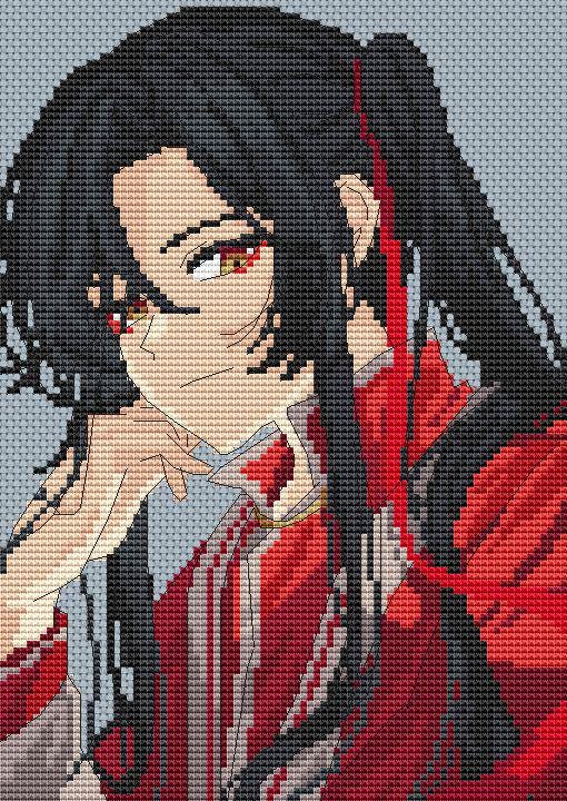 Anime Cross Stitch Pattern HOB San Lang Digital PDF,XSD Chart Fan Art Design