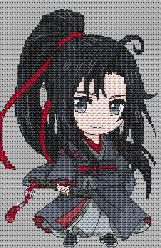 Anime Cross Stitch Pattern Wei Wuxian Digital PDF Chart Fan Art Design