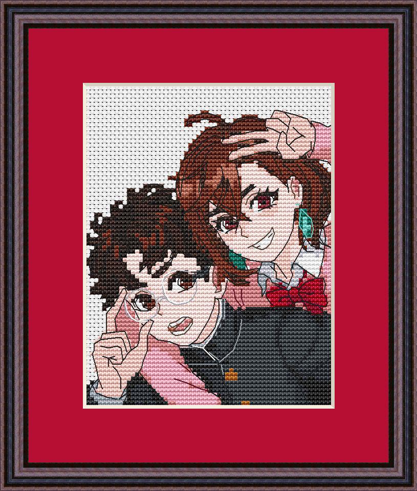 Anime Couple Cross Stitch Pattern Digital PDF,XSD Chart Fan Art Design